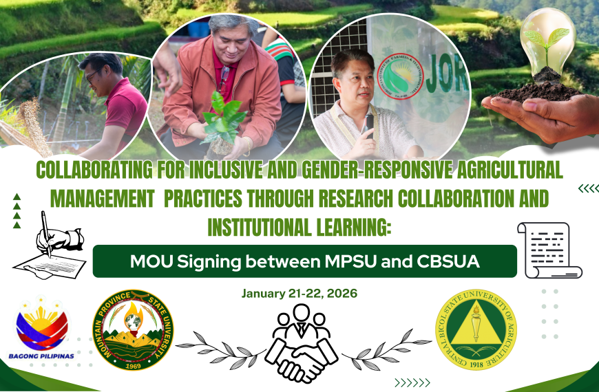 Collaborating for inclusive and Gender-responsive Agricultural Management practices through research collaboration and Institutional learning: “MOU Signing between MPSU and CBSUA”